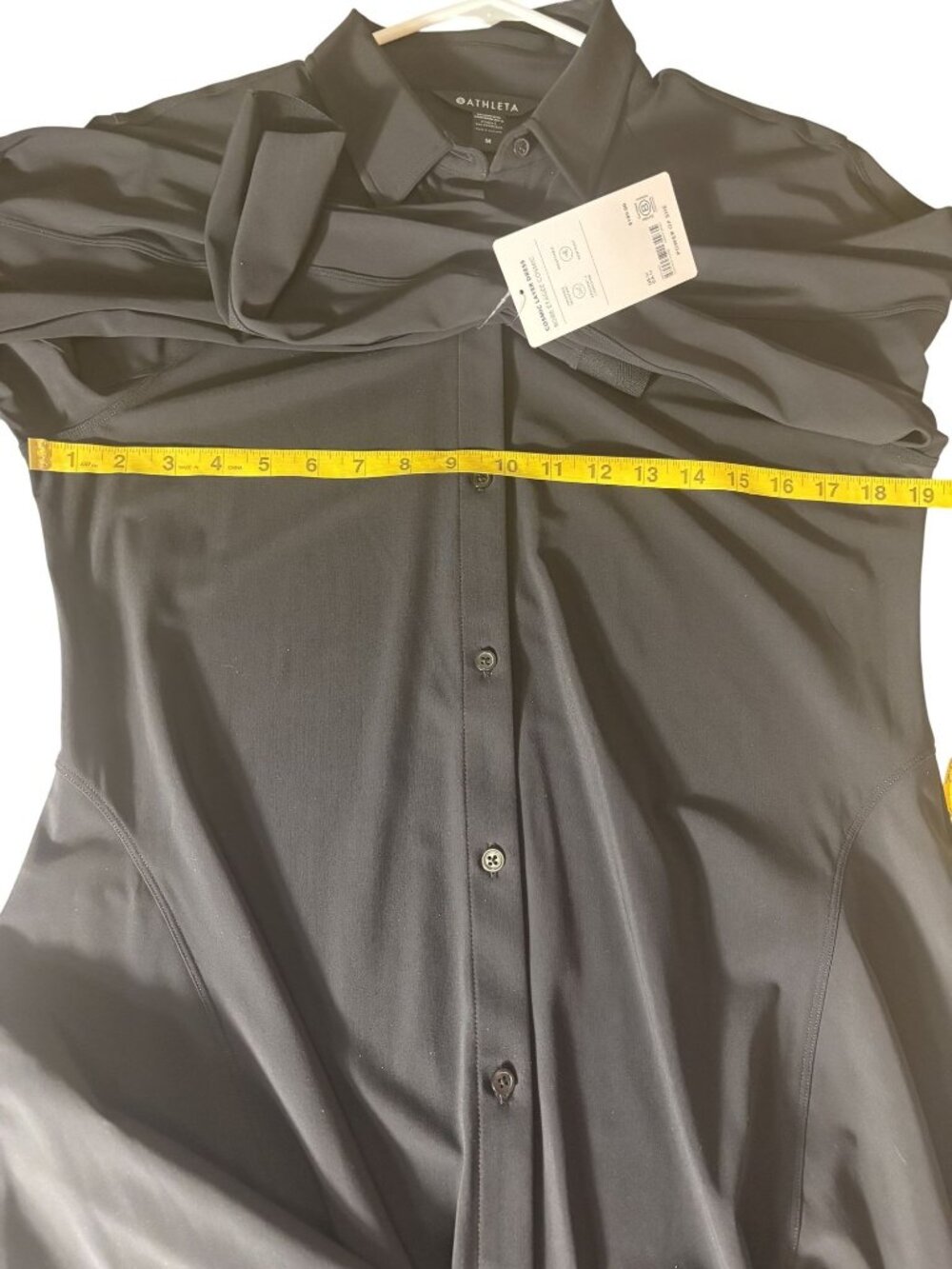Athleta Black Midi Shirt Dress W/ Collar & Long Sleeves Button Front Size M - Picture 7 of 14